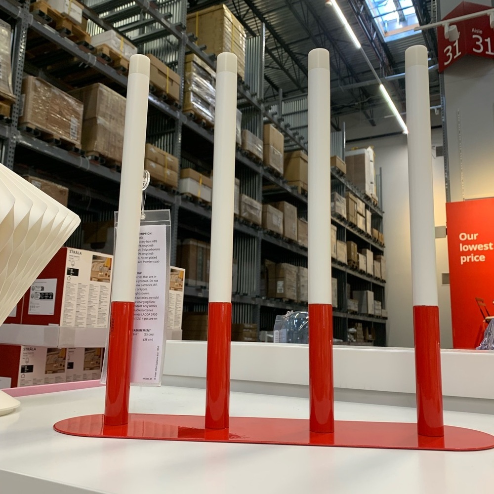 IKEA STRÅLA Red and White Candle led candelabra Christmas holiday decor new